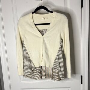 Moth Cream Cardigan with Striped Detail